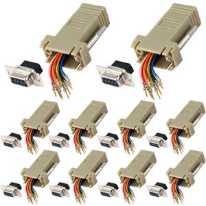10PCS DB9 Female Ethernet Adapter, 9 Pin Serial Port Female to RJ45 Ethernet LAN Extend Modular Converter, F/F