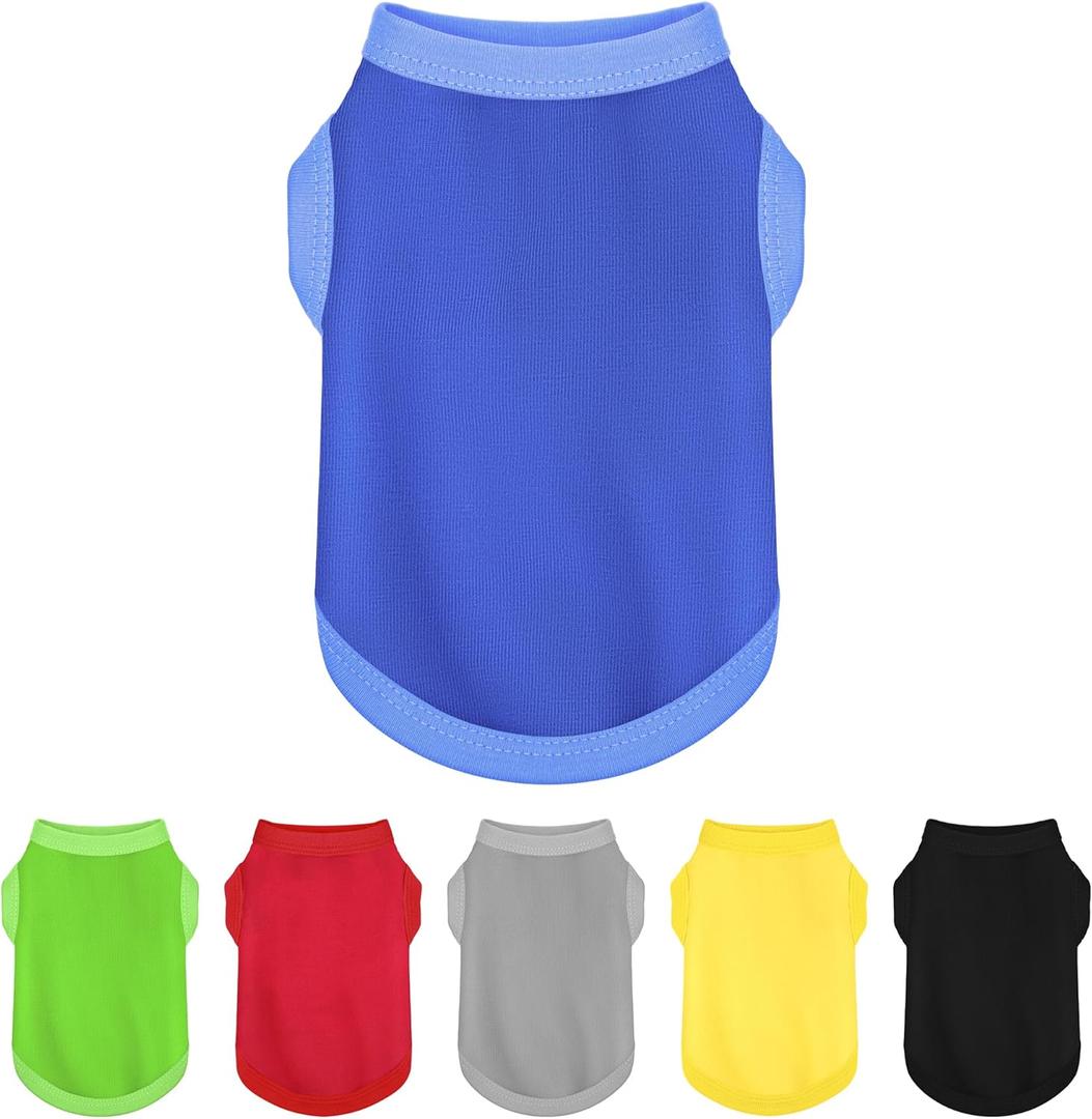 Elevate Your Dog's Fashion Quotient with Colorful and Breathable Sleeveless Cotton Shirts! Perfect Pet Apparel for Small to Medium Dogs Blue L