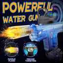 Electric Water Gun 2 Pack for Adults and Kids, Light Up Automatic Squirt Gun Watergun, 800CC Large Capacity, 26-33 FT Long Range, Summer Outdoor Beach Pool Party Toy Gift (blue+blue)