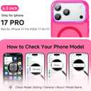 Stronger Magnetic & Shockproof for iPhone 17 Pro Case,Fit for MagSafe, with Screen Protector & Wrist Strap, Military-Grade Drop, Translucent Slim for iPhone 17 Pro Case, Hot Pink