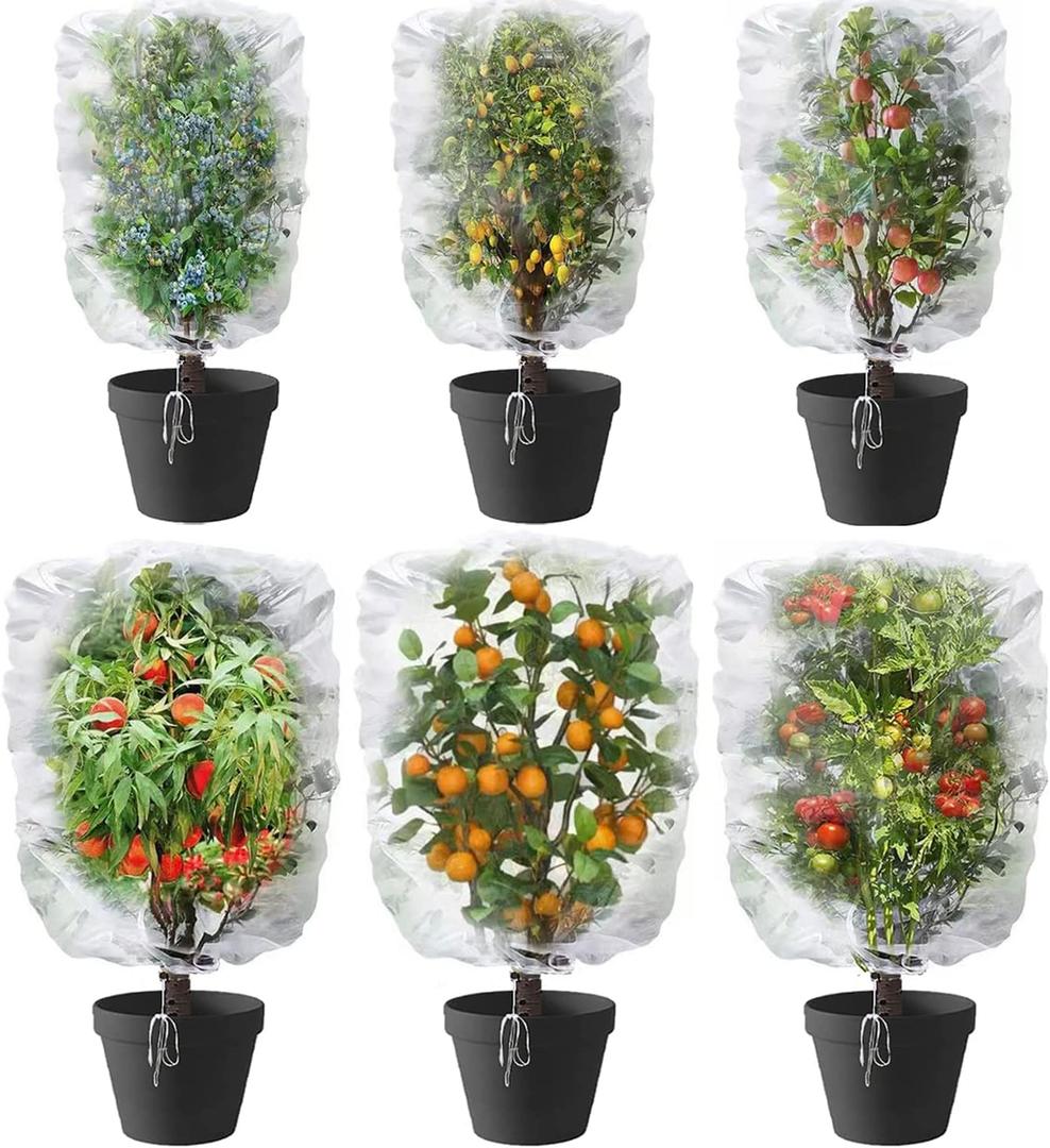 6 PCS Garden Netting Pest Barrier, 3.3 FT x 4.9 Ft + 3.9 FTx 4.9 Ft Garden Mesh Nettings with Drawstring, Fruit Tree Netting, Insect Netting for Garden, Bird Bug Nettings for Tomato Plants
