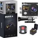 AKASO Brave 4 4K30fps 20MP WiFi Action Camera Ultra Hd with EIS 131ft Waterproof Camera Remote Control 5xZoom Underwater Camcorder with 2 Batteries and Bicycle Helmet Accessories Kit