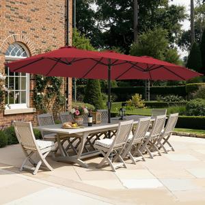 SUPERJARE 15FT Outdoor Umbrella for Patio, Double sided Pool Umbrellas with Fade Resistant Canopy, Large Table Umbrella for Deck, Market, Backyard - Burgundy(No Base)