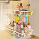 REALINN Under Sink Organizer, Height Adjustable Under Sink Organizers and Storage, 2 Tier Pull Out Drawer Cabinet Storage for Kitchen Bathroom, 1 Pack, White