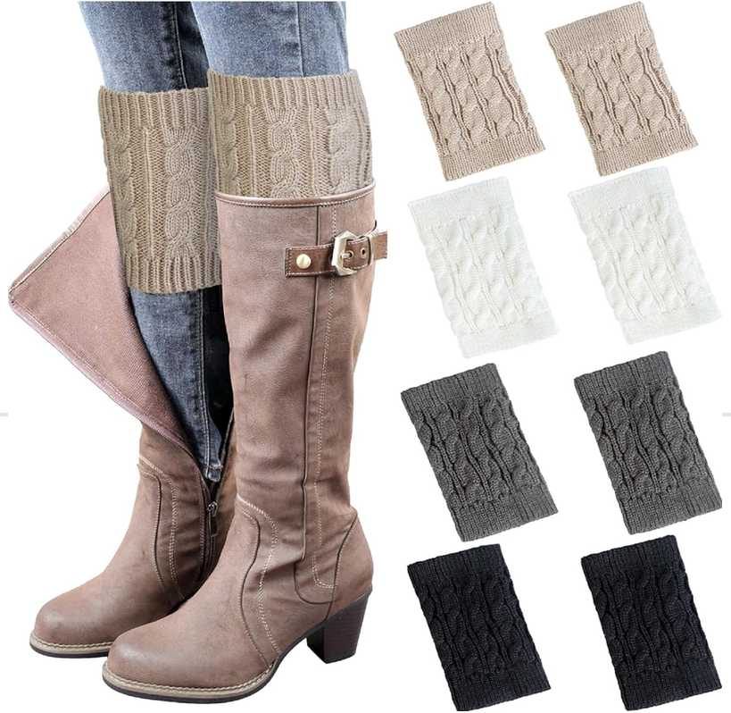 Loritta Womens Boot Socks Winter Warm Crochet Knitted Boot Cuffs Topper Socks Short Leg Warmers Gifts