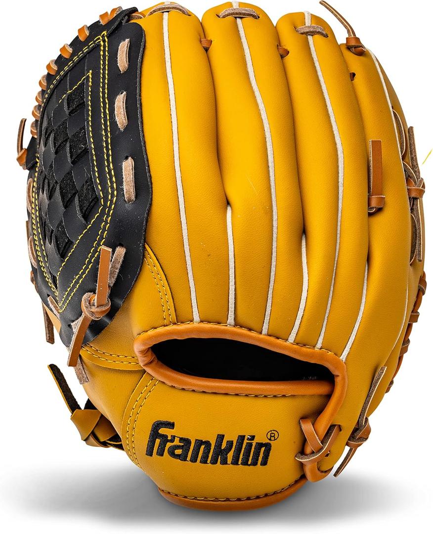 Franklin Sports Field Master Baseball + Softball Glove - Field Master Adult + Youth Baseball + Softball Mitt - Men's + Women's Gloves - Right Hand Throw (Tan)