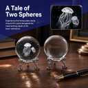 2 Crystal Balls with Silver Stands - 3D Laser Engraved Jellyfish & Star & Clear Crystal Sphere Set, Decorative Paperweights, Home & Party Decor, Photography Props, Gifts for Women & Ocean Lovers
