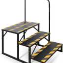 3 Step RV Stairs, Hot Tub Steps, Outdoor Spa Step Ladder with Handrail,Portable Economy 5th Wheel Stair for Travel Trailer, Motor Home, Camper and Porch with Non-Skid Tapes