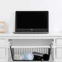 6 PACK Hanging Under Shelf Storage Basket Kitchen Cabinet Organizer Storage, Slides Under Wire Shelves for Counter Pantry Desk Bookshelf, Black