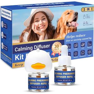 Dog Pheromone Calming Diffuser: Relaxing Pheromone Diffuser for Dogs Relief Stress Anxiety Fighting Scratching Barking, Dog Calming Pheromone Diffuser Kit with 2 Plug in Diffuser+4 Refill 48ml (6in1