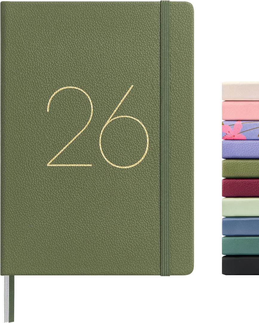 3 x And Per Se 2026 Planner, 15 Months Hardcover Daily, Weekly & Monthly Planner, A5 size, 100GSM Thick Paper, Back Pocket, 5.7" x 8"(Olive Green)