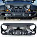 AMERICAN MODIFIED Front Replacement Grille Compatible with Jeep Wrangler JK JKU 2007-2018, Glossy Black