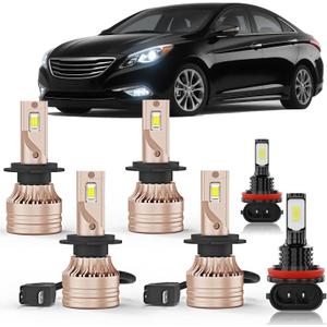 Compatible with Hyundai Sonata 2011 2012 2013 2014 Fog Lights Bulbs Combo, Plug and Play, 22000LM 500% Brighter, Pack of 6 (For Hyundai Sonata 2011-2014)