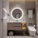 24inches Round LED Mirror,samrt Mirror for Bathroom, Light,Anti- Fog,3 Colors Dimmable,Front and Backlit,CRI90+,Touch Button