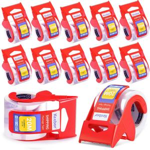 12 Rolls Packaging Tape with Dispenser, Heavy Duty Packing Tape, Clear Tape for Shipping Mailing Wrapping, 1.5'' Core