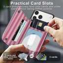 for iPhone 17 Pro Wallet Case with Card Holder, Military-Grade Drop Protection, Flip PU Leather Built, Double Magnetic Clasp and Durable Shockproof for iP17 Pro 6.3Inch Cover-Stripes (Pink)