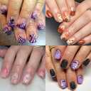 4-Packs (96 Pcs) Halloween Spider Web Press-On Glitter Acrylic Nails - Short Square, French, Glue-On Nails - 12 Sizes, 4 Styles