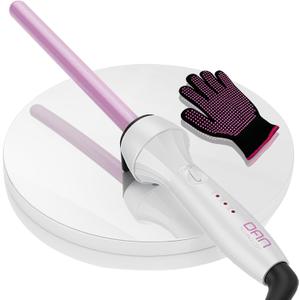 DAN Technology Curling Iron, 1/2 inch, Thin Curling Wand, Adjustable Temperature, Tourmaline Impregnated Ceramic Barrel, Dual Voltage Hair Wand, 60 min Shut Off (White)