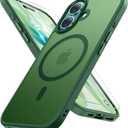 Miracase Magnetic for iPhone 17 Case (Compatible with MagSafe) with Screen Protector Military-Grade Protection, Anti-Fingerprint Translucent Matte Phone Cover for iPhone 17 6.3 inch, Dark Green