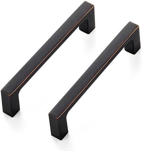 Ravinte 30 Pack Solid 4 Inch Kitchen Square Cabinet Handles Oil-Rubbed Bronze Drawer Pulls Kitchen Cabinet Hardware Handles