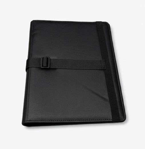Professional Padfolio with Clipboard, Faux Leather Portfolio Folder Binder, Legal Pad Holder for A4 Letter Size Notepad, Resume, Writing Pad, Ideal Organizer for Business Office Conference, Black
