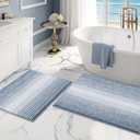 BSICPRO Bathroom Rugs and Mats Sets, 2 Piece Thick Absorbent Chenille Bath Mat Rug Set Non Slip, Soft Shaggy Bath Room Floor Mats for Bathroom, Machine Washable (Fog Blue, 20" x 32" Plus 16" x 24")