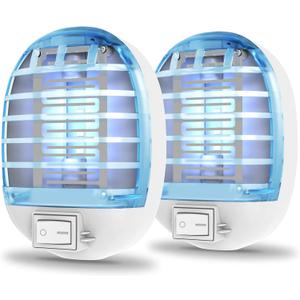 2 Pack Bug Zapper Indoor, Electronic Mosquitoes Killer Zapper with Blue Lights for Living Room, Baby Room, Kitchen, Bedroom(0620)