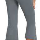 baleaf Women Flare Capri Leggings with Pockets Yoga Pants Bootcut Casual Cotton Work Summer Lounge (X-Large, V Waist-dark Grey)