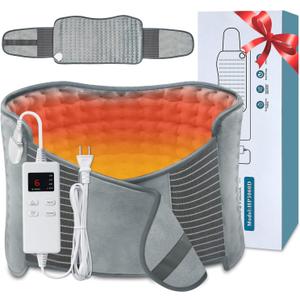 Heating Pad for Back Pain Relief, Extra-Large 12"x24"+26" Extendable Electric Heating Pad for Period Cramps with Belt, Auto Shut Off, Machine Washable, Portable Moist Heating Pad for Women & Men