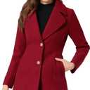 Allegra K Women's Elegant Overcoat Notched Shawl Collar Single Breasted Outerwear Winter Long Coat (Large, Red)