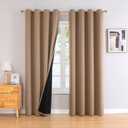 100% Blackout Curtains for Bedroom with Black Liner, 2 Thick Layers Total Blackout Thermal Insulated Grommet Window Curtains 2 Panels Set (Cappuccino, 52 x 84 Inch)