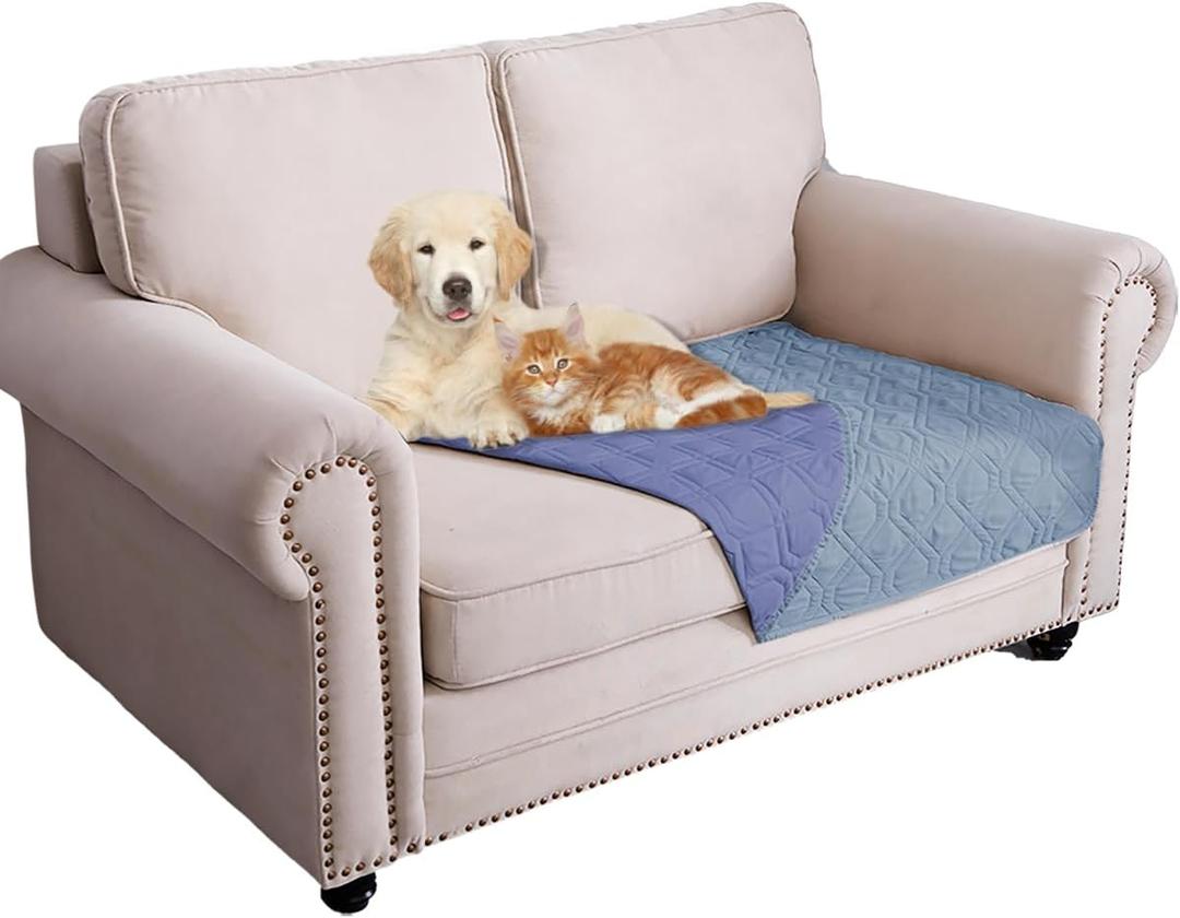 Ameritex Waterproof Dog Bed Cover Pet Blanket for Furniture Bed Couch Sofa Reversible (30x53 Inch (Pack of 1), Stoneblue+violetblue)