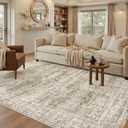 Soalmost 5x8 Area Rugs Brown Low Pile Indoor Washable Trendy Faded Style Rugs for Bedroom Living Room Dining Room Foldable Non-Slip Thin Print Home Office Mat