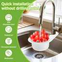 Teenyyou 2 Pcs Stainless Steel Sink Strainer Basket 15 Oz Multifunction Hanging Sink Colander Drain Basket Faucet Upgrade Quick Draining Kitchen Tool for Fruit Vegetable, 8.7 x 3.9 x 2.3 Inch (White)