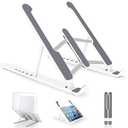 pidien Portable Laptop Stand, Adjustable Laptop Holder Riser Computer Stand for Desk Notebook Stand Mount (White)