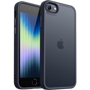 CANSHN Matte Case for iPhone SE 3/2 (2022/2020), iPhone 8/7, 4.7-Inch [Military Drop Certified] Translucent Back Phone Cover, Anti-Fingerprint - Frosted Black