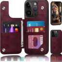 DJDUCK Designed for iPhone 16 Pro Max Case Wallet with Card Holder, [Magnetic Clasp Cover] [RFID Blocking Leather Protection] Shockproof Women Men Cases 6.9 Inch for Apple 16 Pro Max Wine Red