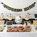 Mooliwe 4 Pcs 2026 Graduation Fillable Numbers for Charcuterie Class of 2026 Cardboard Number Grad Charcuterie Board Serving Trays Graduation Food Box for Tray Party Supplies (Black)