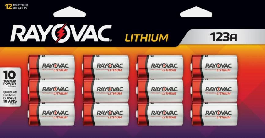 Rayovac RL123A 3-Volt Lithium Batteries 12 Pcs