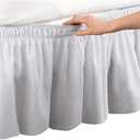 Pleated Three Sides Fabrics Wrap Around Style Egyptian Cotton Elastic 17 inch Drop Dust Bed Skirt for Twin/Full,Queen,King Size Beds(Queen, White)