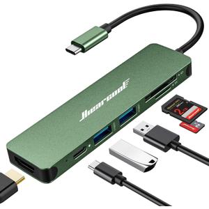 Hiearcool USB C Hub, USB-C Adapter, 7 in 1 USBC to HDMI Multi-Port Adapter Dongle Compatible for Thunderbolt 3 4 MacBook Pro Air Dell Lenovo HP Laptops and Other Type C Devices-Green