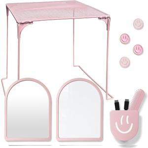 KEYDUACU 10 pcs - Locker Accessories, Locker Decorations Including Mirrors, whiteboards, Magnets and organizing Supplies. Ideal for Back-to-School Essentials and The Office (11 Pcs - Pink)