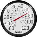 Taylor Big and Bold Wall Thermometer, Indoor Outdoor Thermometer, Wireless Thermometer with Easy to Read Numbers for Patio, Pool, and Indoor Areas, 13.25-inch, Black