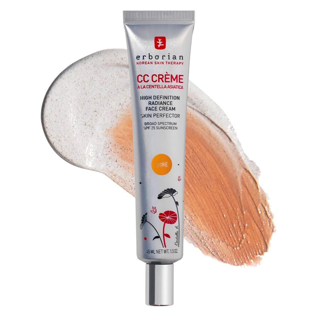 Erborian Color Correcting CC Cream with Centella Asiatica - Light Multi-Purpose Facial Concealer with Illuminating Finish Soothes & Hydrates Skin - SPF Korean Skincare Skin Perfector (1.5 Ounce (Pack of 1), Dor (Golden))