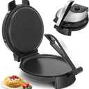 10inch Roti Maker Machine, Non-stick Electric Tortilla Maker with Adjustable Temperature Control and Removable Handle, Press to make Roti, Crepe, Chapati AC 110V 50/60Hz 1200W