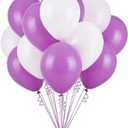 50 Pack 12 Inch White and Purple Latex Balloons (25 + 25), Princess Party Decorations, Quinceañera & Bridal Shower Balloon Arch Kit, Baptism/Christening Décor, Photo Backdrop, Party Supplies