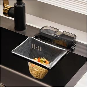 2 x WAYUTO Rotatable Kitchen Sink Strainer with 100Pcs Filter Mesh Bags and Suction Cup Sink Strainer Rack Sink Filter Holder Sink Food Catcher Sink Waste Strainer for Kitchen Decor Black