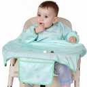 MOTEERLLU Coverall Baby Feeding Bib for Eating, Long Sleeves Bib Attaches to Highchair and Table, Anti-Dirty Weaning Bibs, Toddler Wipe Clean Waterproof for Baby Self-feedin 6-36 Months (Green sleeved)