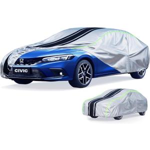 Multi-Layer All Weather Waterproof Car Cover for Toyota Corolla/Honda Civic 1991-2026/ BMW 3 2005-2026(Sedan/Coupe,not for Hatchback), Custom Fit Snow Rain UV Protection