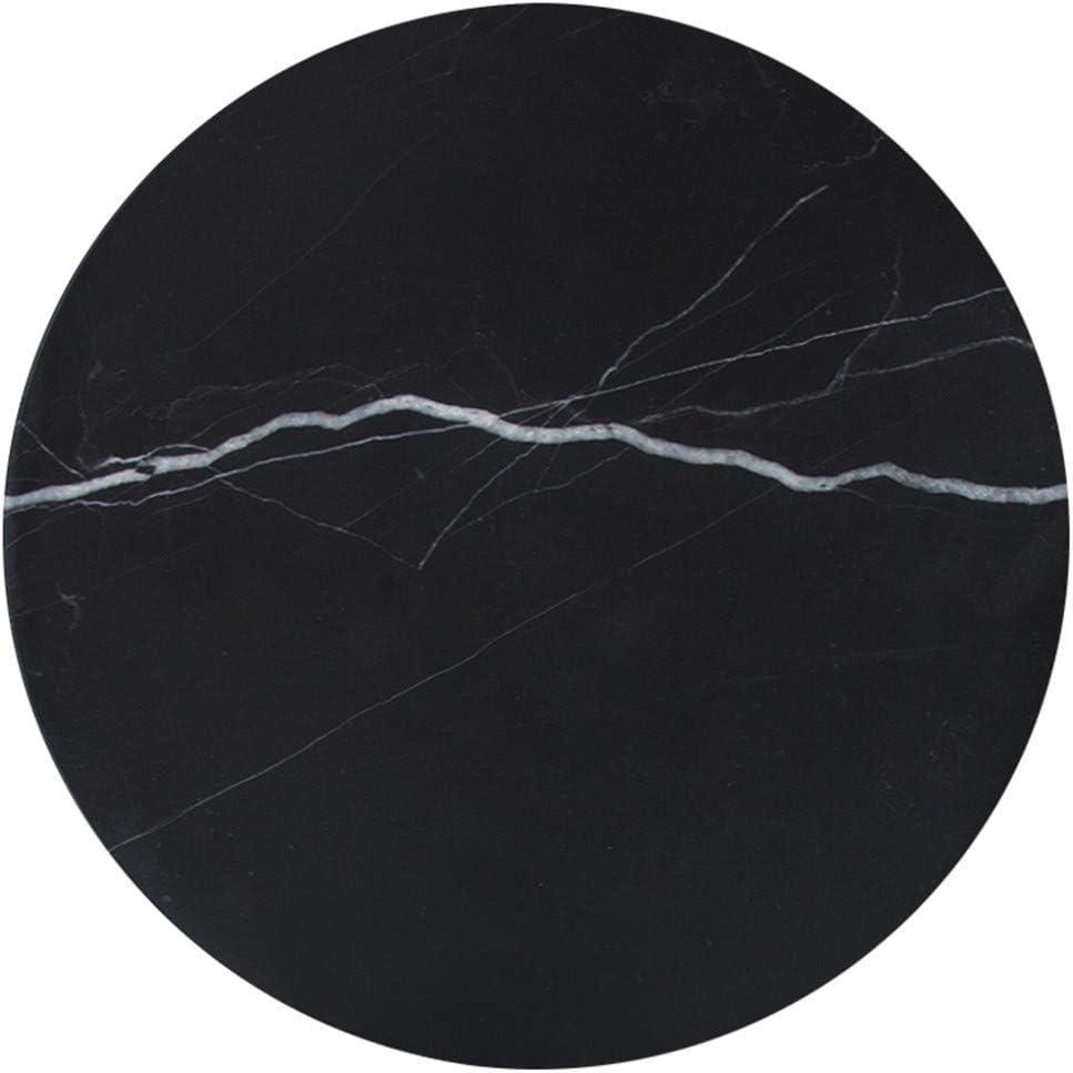 Natural Round Marble Tray Glossy Pastry Board for Dessert, Cheese, Coffee, Appetizers (Black Marquina)